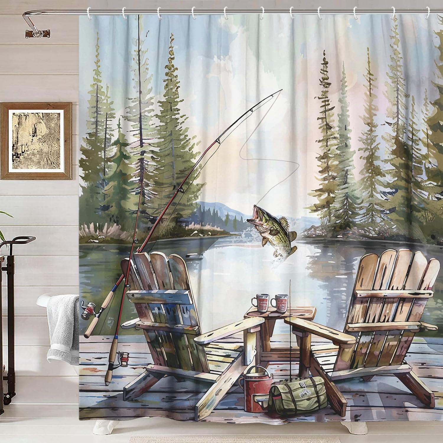 ستارة حمام بتصميم صيد ريفي، ست - مراجعة Hunting And Camping In Forest وسعره