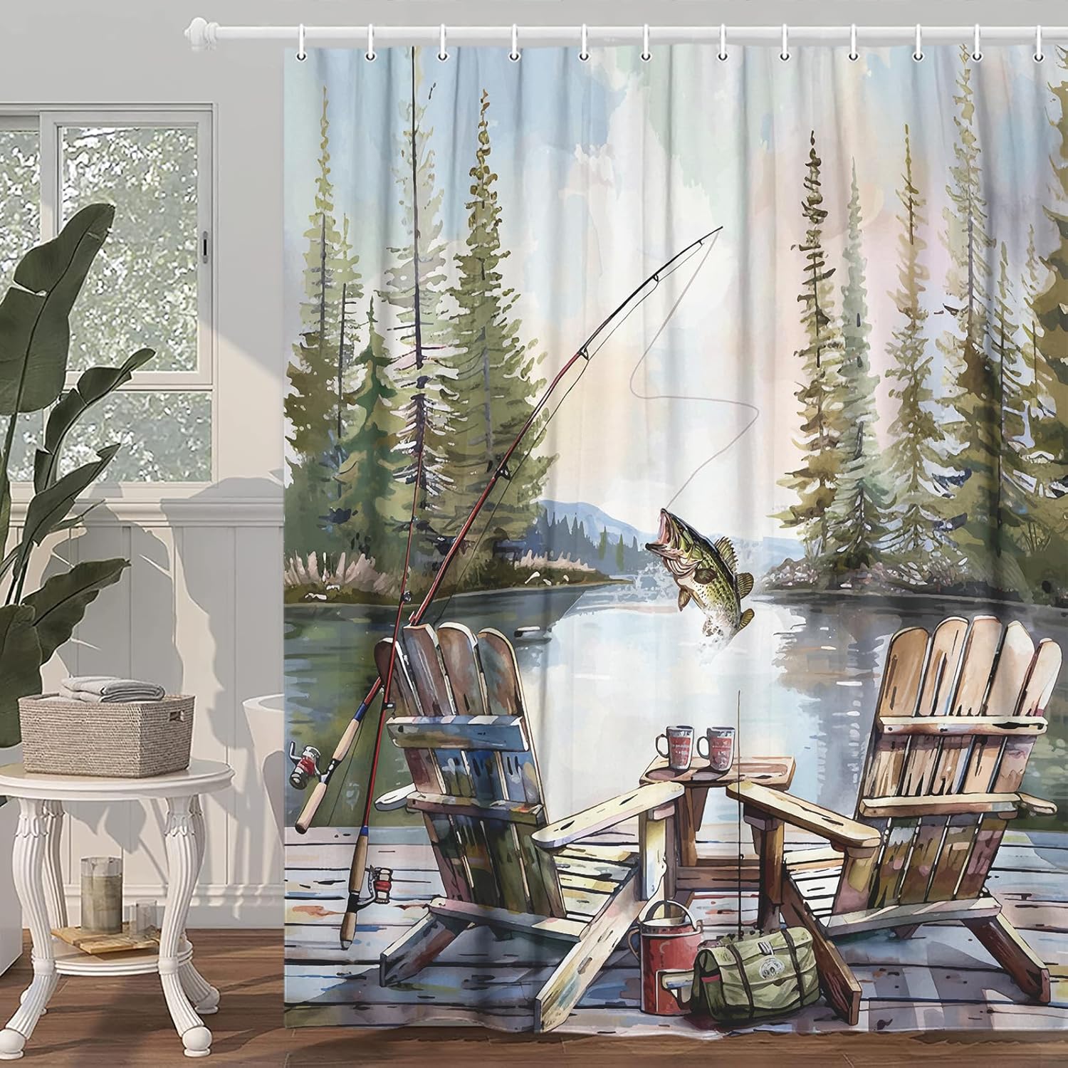 ستارة حمام بتصميم صيد ريفي، ست - مراجعة Hunting And Camping In Forest وسعره