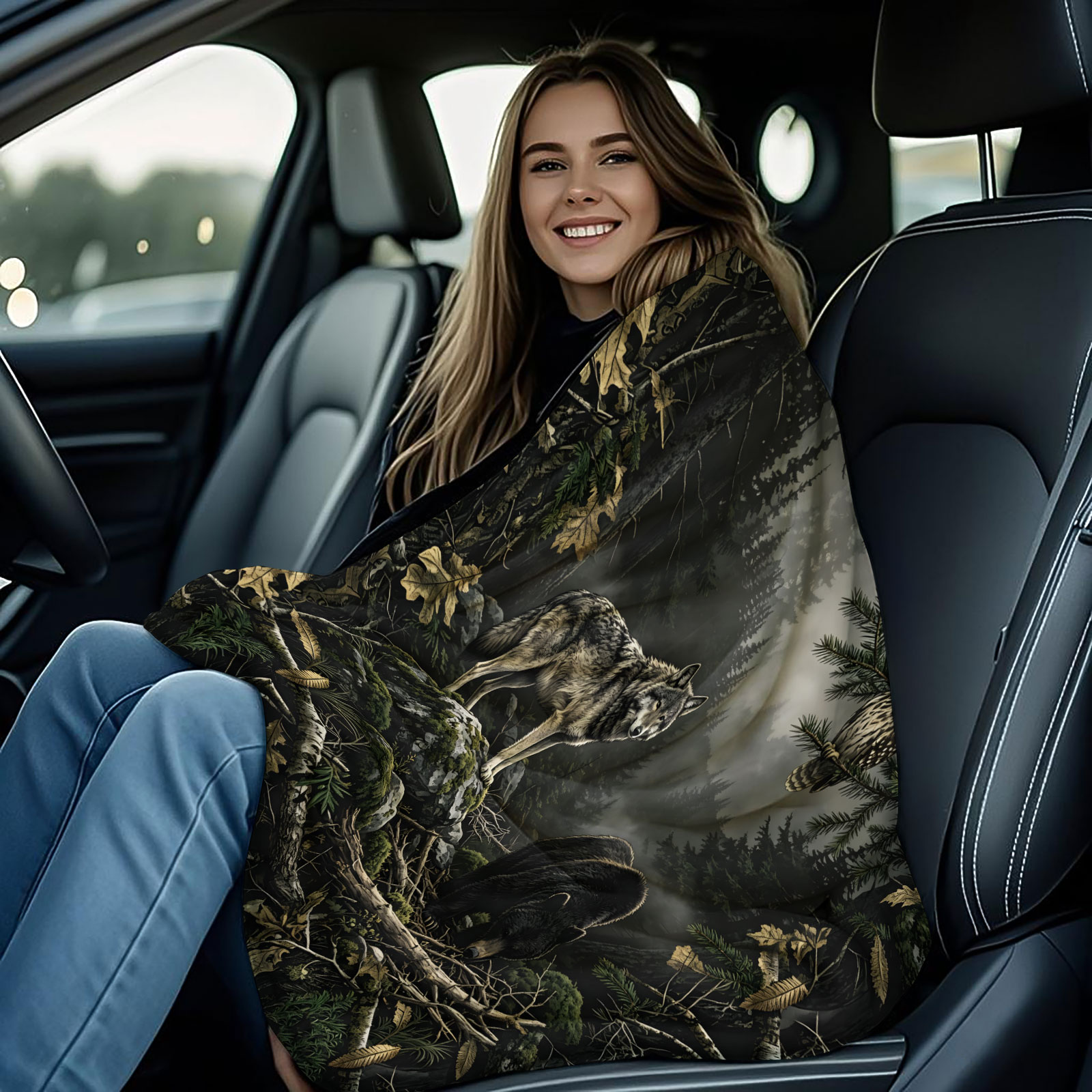 بطانية فلانيل بتصميم ذئب الغاب - مراجعة Hunting And Camping In Forest وسعره