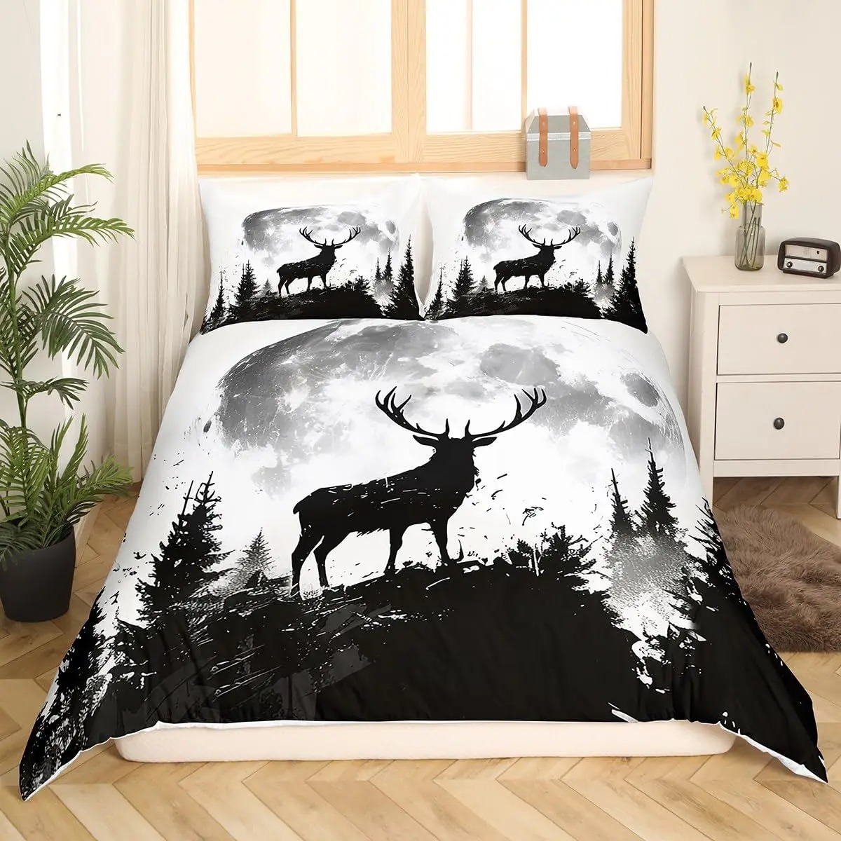 الغزلان الأيائل غطاء لحاف المل - مراجعة Hunting And Camping In Forest وسعره